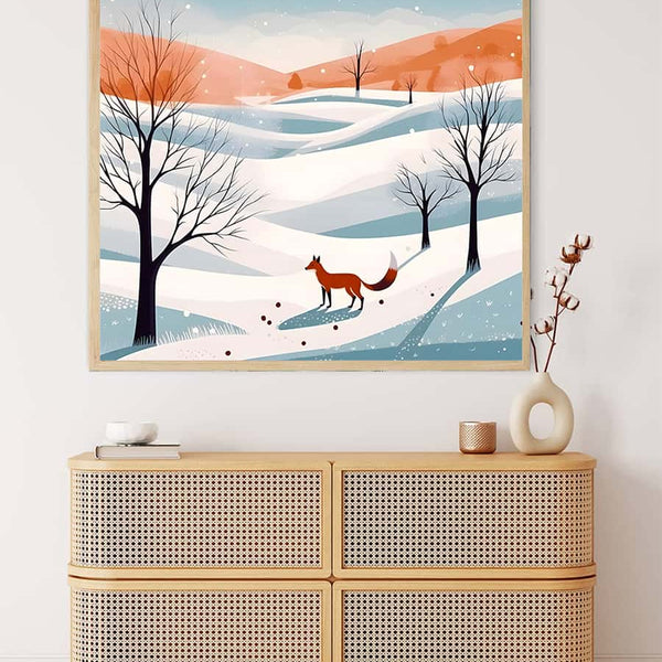 Malen nach Zahlen - Fuchs im Schnee - hochwertige Leinwand - 170523, Fuchs, Neu eingetroffen, Quadratisch, Tiere, Winter