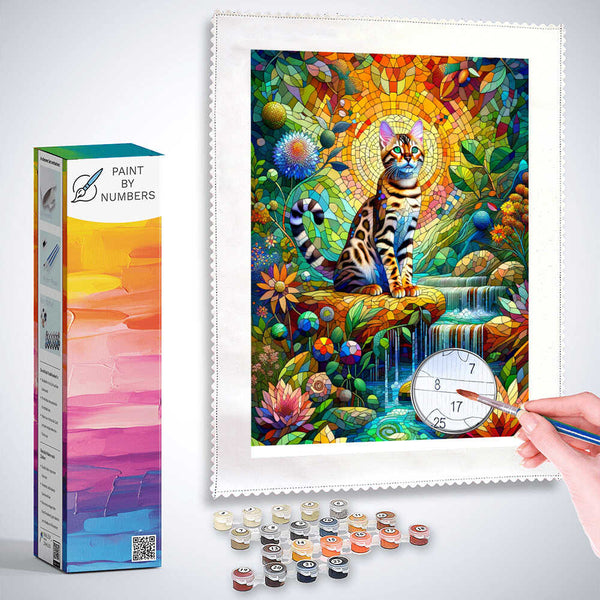 Paint by Numbers - Cat mosaic, Bengal cat