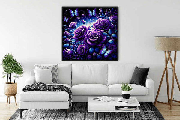 Paint by Numbers - Purple Roses and Butterflies