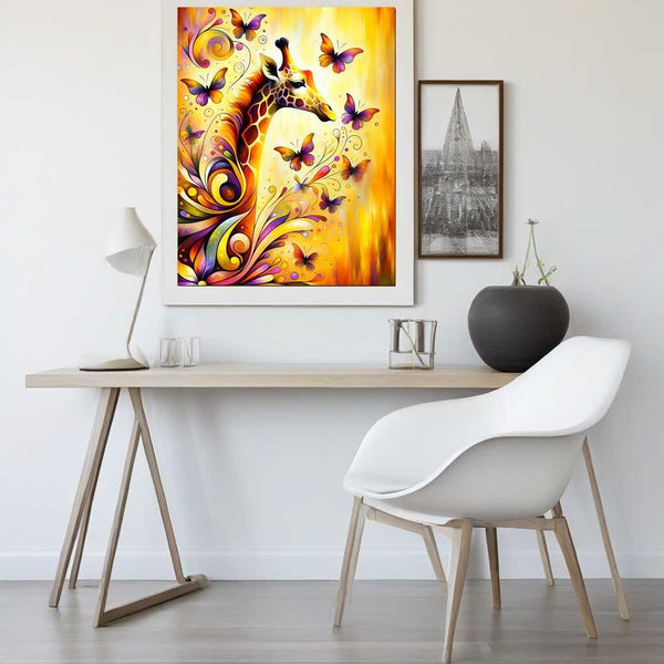 Giraffe with butterflies - Paint by Numbers