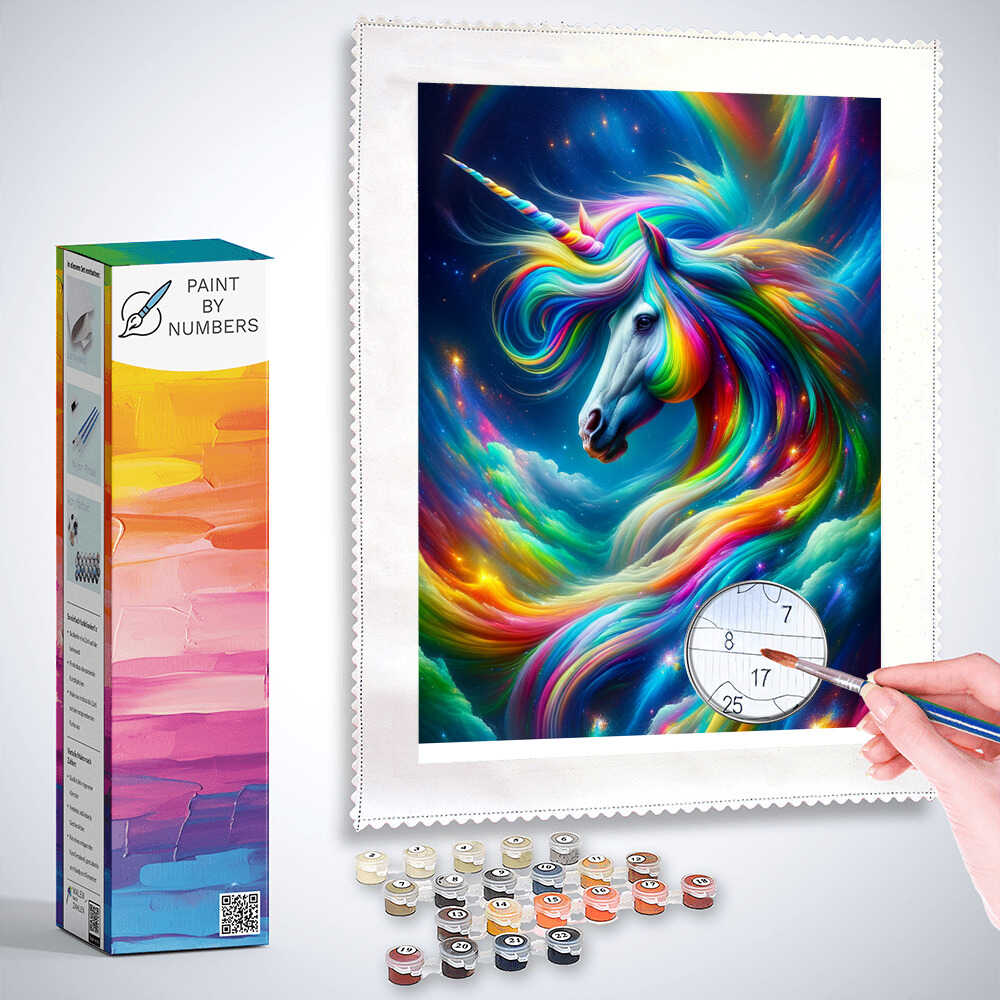 Paint by Numbers - Colorful rainbow unicorn