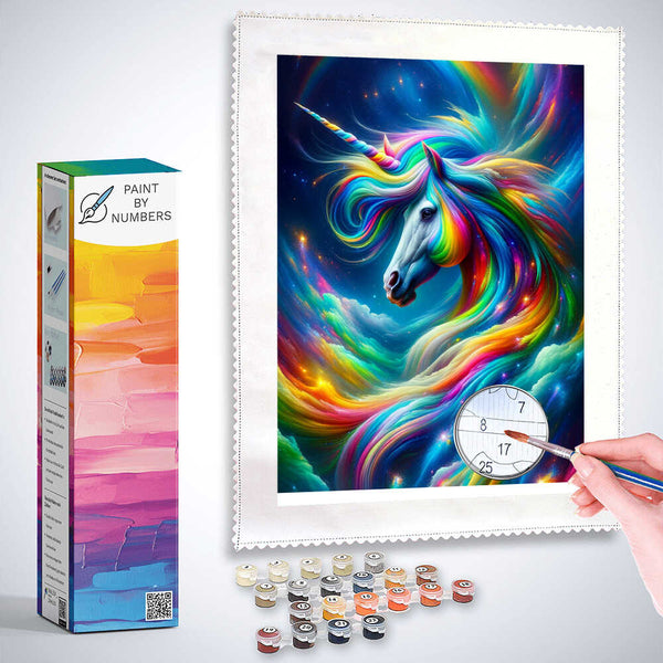 Paint by Numbers - Colorful rainbow unicorn