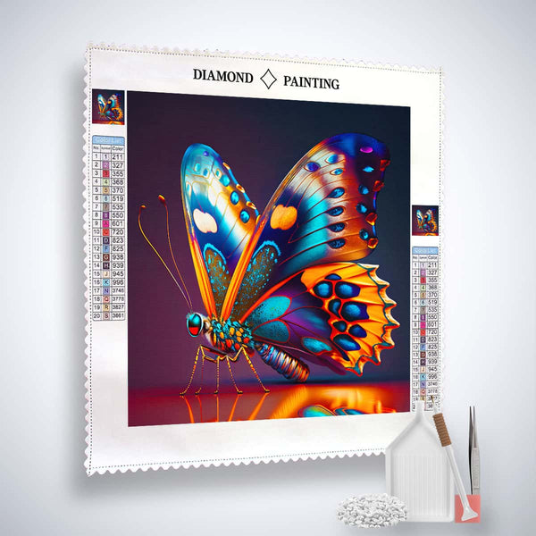 Butterfly Orange Diamond Painting Kit with vibrant colors and complete tools for a sparkling Paint by Numbers experience.