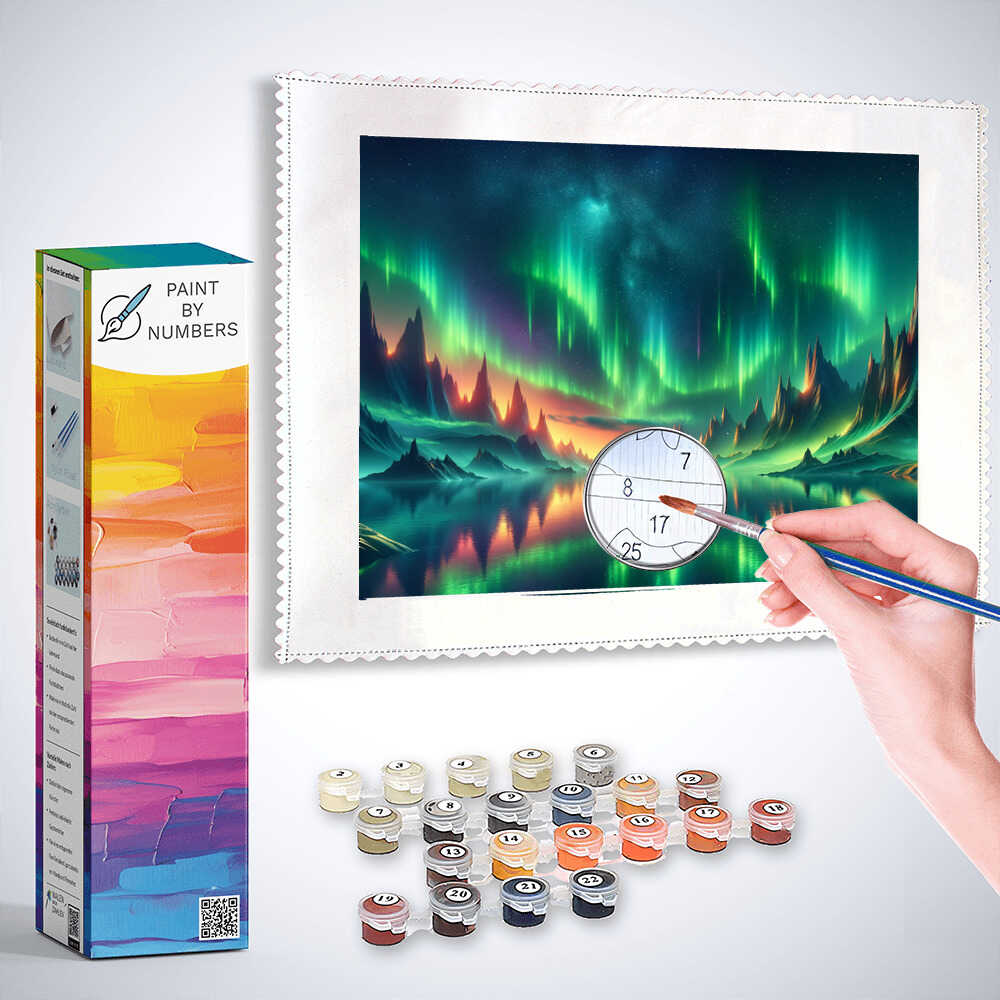Paint by Numbers - Polar Lights Mountain at Sea