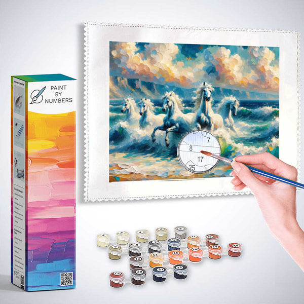White horses, sea - Paint by Numbers