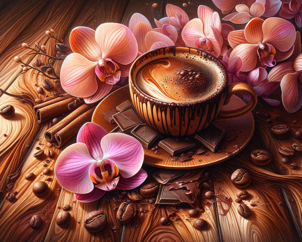 Coffee with flower - Paint by Numbers