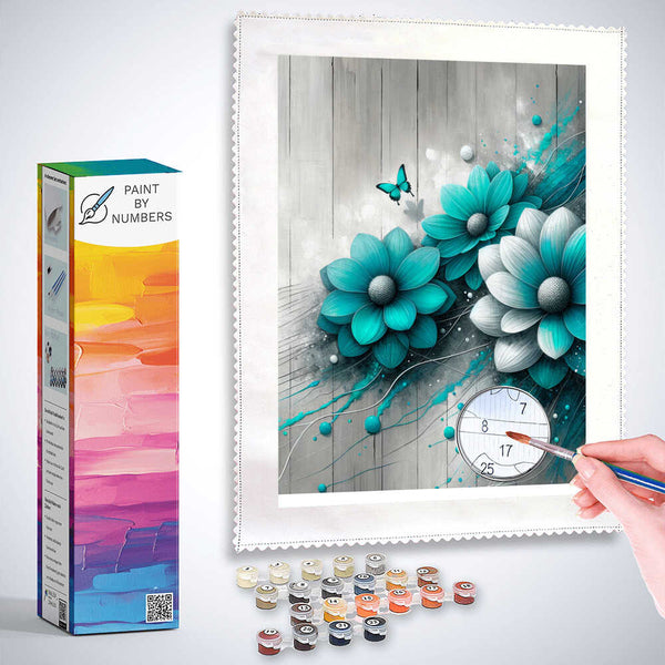 Paint by Numbers - Three turquoise flowers