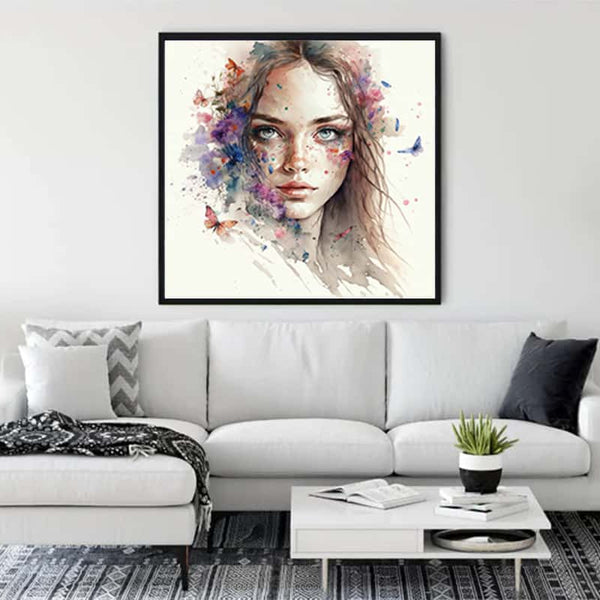 Malen nach Zahlen - Elegante Ausstrahlung - hochwertige Leinwand - 170523, Aquarell, Frauengesichter, Menschen, Neu eingetroffen, Quadratisch