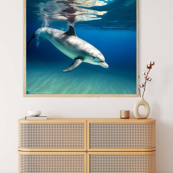 Diamond Painting - Delfin schwimmt - gedruckt in Ultra-HD - Delfin, Neu eingetroffen, Quadratisch, Tiere