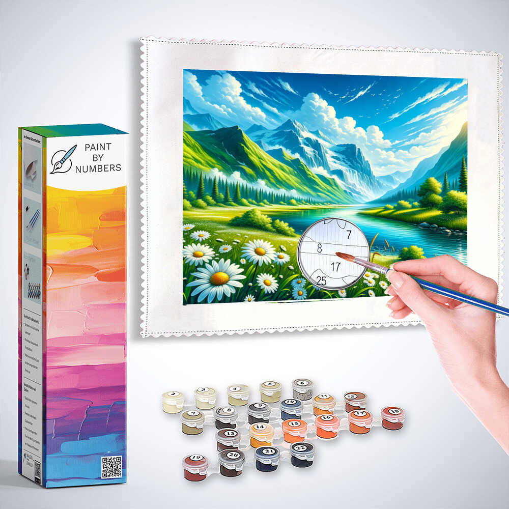 Paint by Numbers - Margerithenwiese in the Mountains