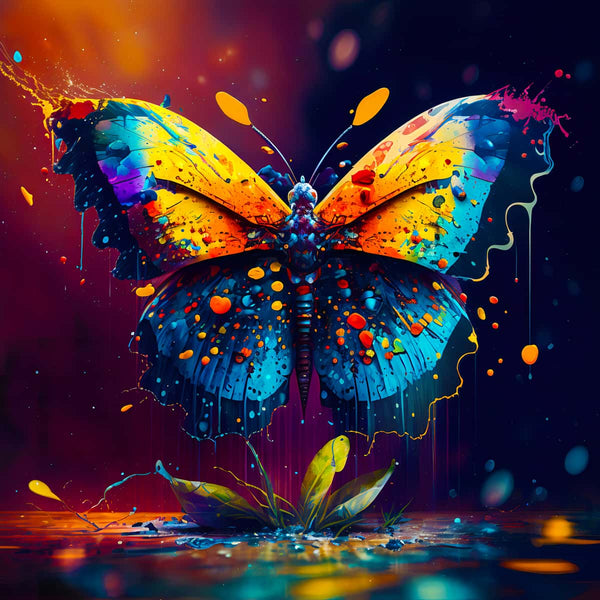 Diamond painting kit featuring vibrant butterfly on water, perfect for paint by numbers art enthusiasts.
