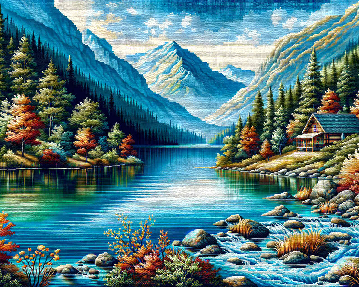 Paint by Numbers - House on the mountain lake