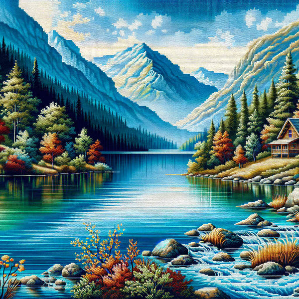 Paint by Numbers - House on the mountain lake