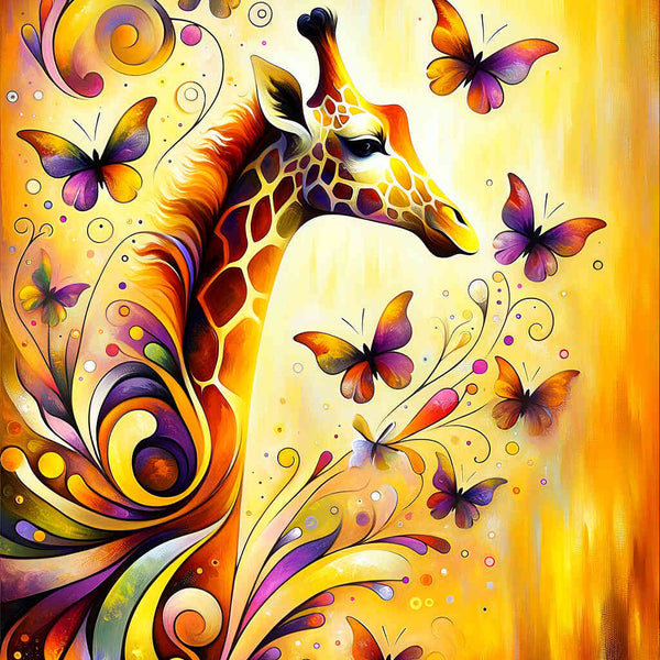 Giraffe with butterflies - Paint by Numbers