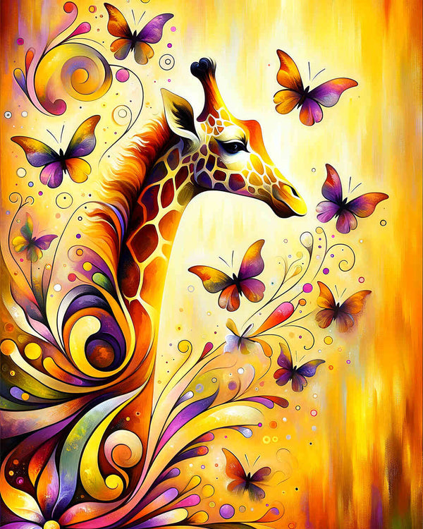 Giraffe with butterflies - Paint by Numbers