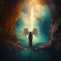Angel with wings in a mystical cave with shimmering light, part of a Diamond Painting Kit – Paint by Numbers.