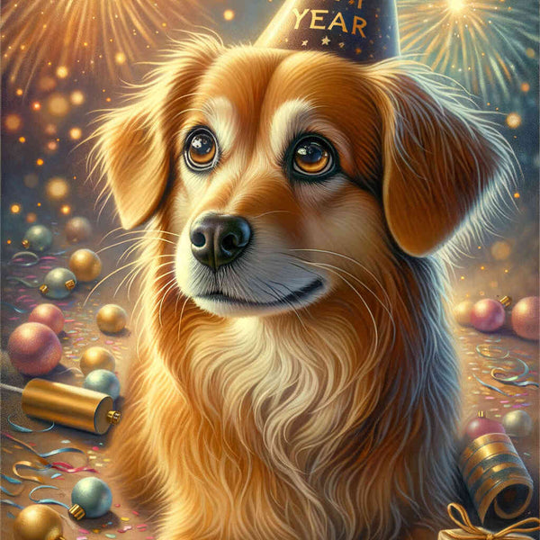 Paint by Numbers - Cute dog, New Year's Eve