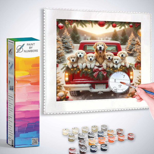 Paint by Numbers - Goldenretriver Christmas