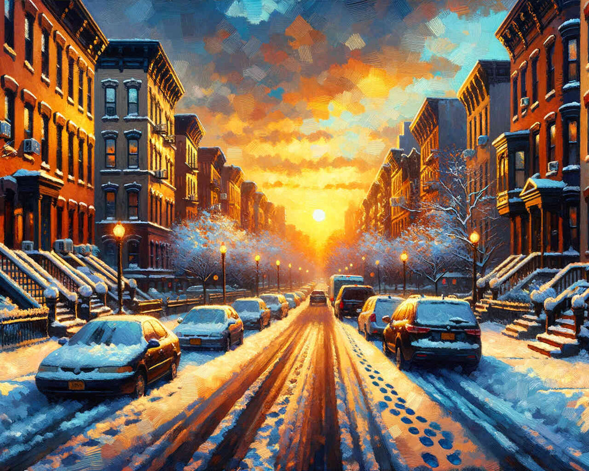 Winter landscape, streets - Paint by Numbers