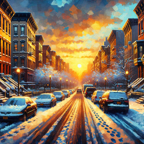 Winter landscape, streets - Paint by Numbers