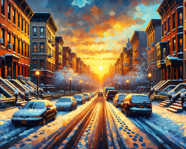 Winter landscape, streets - Paint by Numbers
