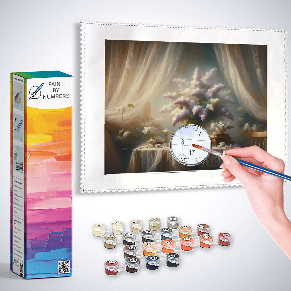 Paint by Numbers - Lilac bouquet, curtain