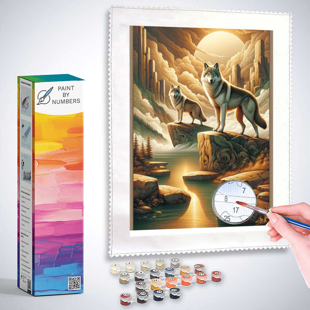 Paint by Numbers - Wolves on Rock
