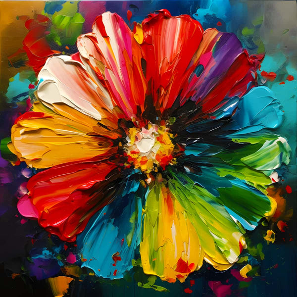 AB Diamond Painting - Bunte Blüte - gedruckt in Ultra-HD - AB Diamond, Blumen Abstrakt, Neu eingetroffen, Quadratisch