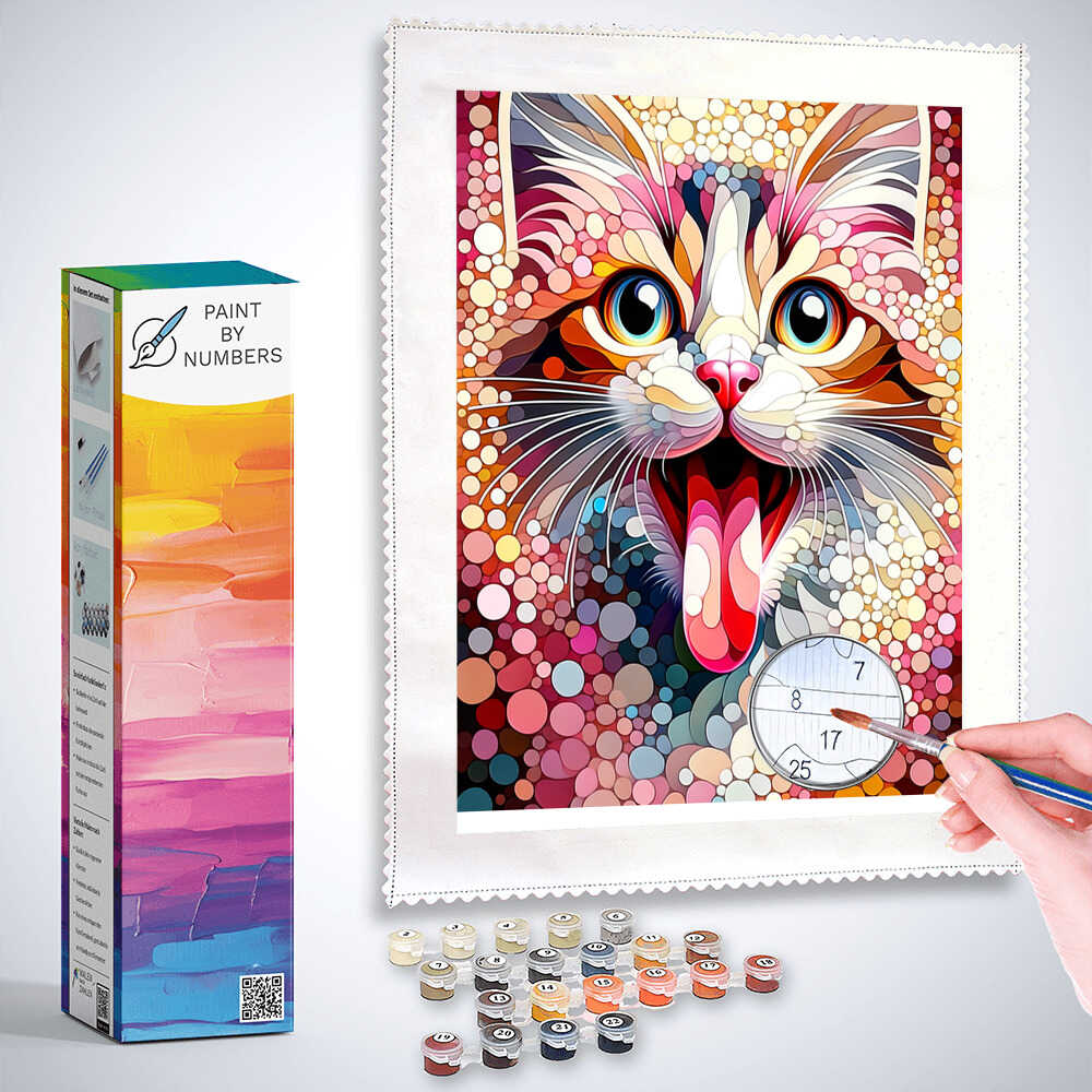 Paint by Numbers - Cat sticks out tongue