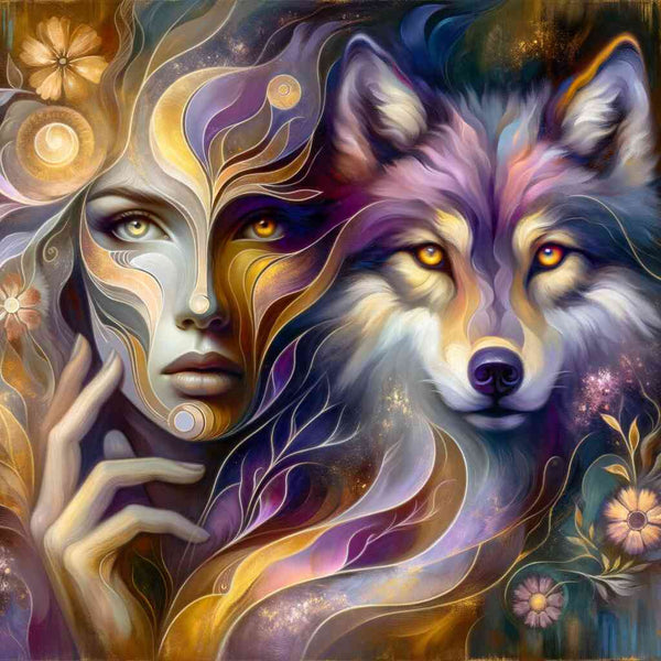 Paint by Numbers - Woman and Wolf Face