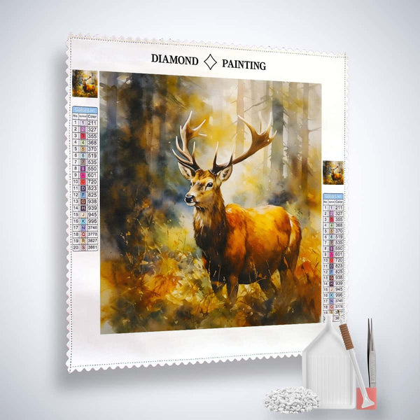 Diamond Painting - Prachtvoller Hirsch im Wald - gedruckt in Ultra-HD - Hirsch, Neu eingetroffen, Quadratisch, Tiere