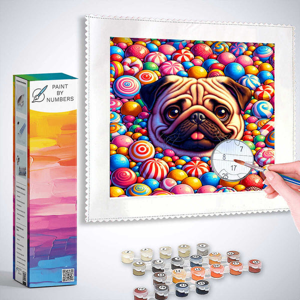 Paint by Numbers - Pug in candy bath