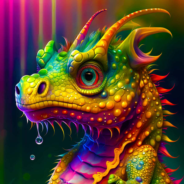 Colorful dragon diamond painting kit with vibrant acrylic diamonds for a dazzling paint by numbers experience.