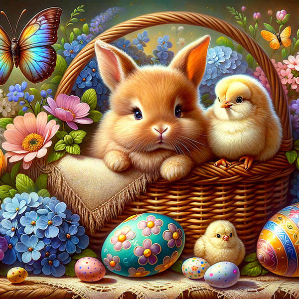 Paint by Numbers - Bunny and chick, basket