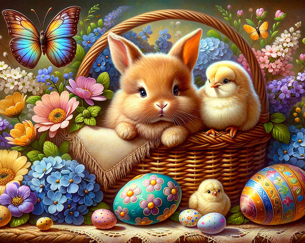 Paint by Numbers - Bunny and chick, basket