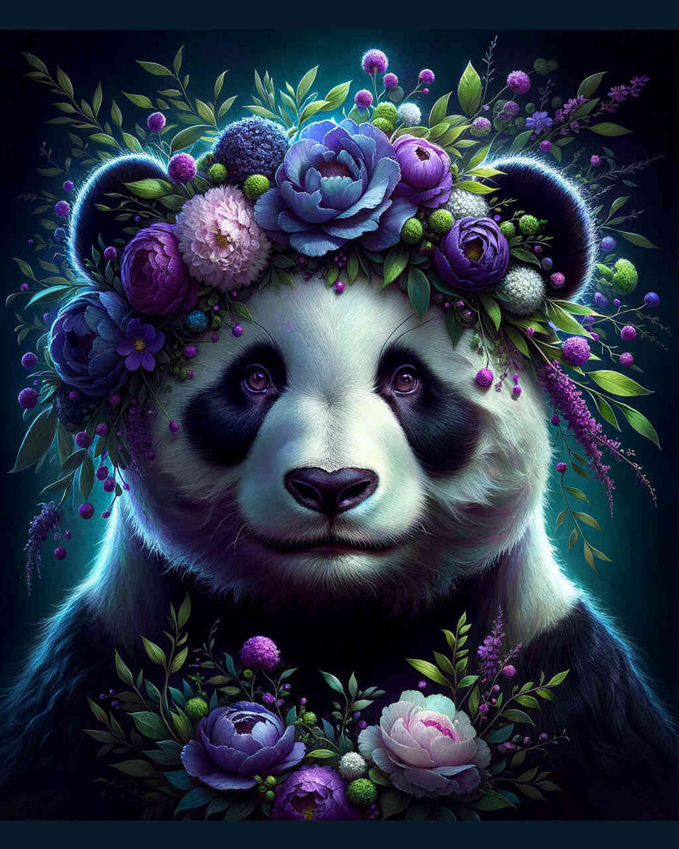 Paint by Numbers - Panda with flower decoration