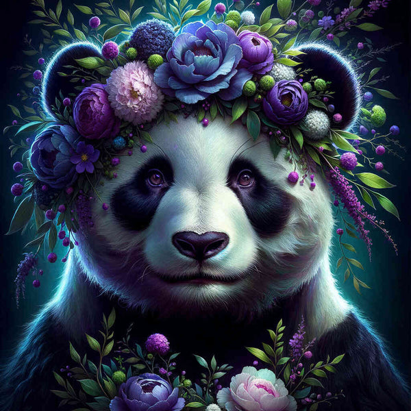 Paint by Numbers - Panda with flower decoration