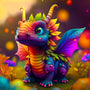 Colorful dragon baby illustration for AB Diamond Painting kit, Paint by Numbers, featuring vibrant wings and detailed scales.