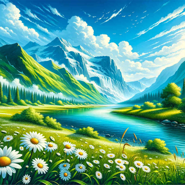 Paint by Numbers - Margerithenwiese in the Mountains