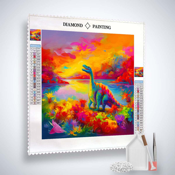 AB Diamond Painting - Dinosaurier Bunt - gedruckt in Ultra-HD - AB Diamond, Dinosaurier, Neu eingetroffen, Quadratisch