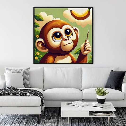 Monkey with banana - Paint by Numbers