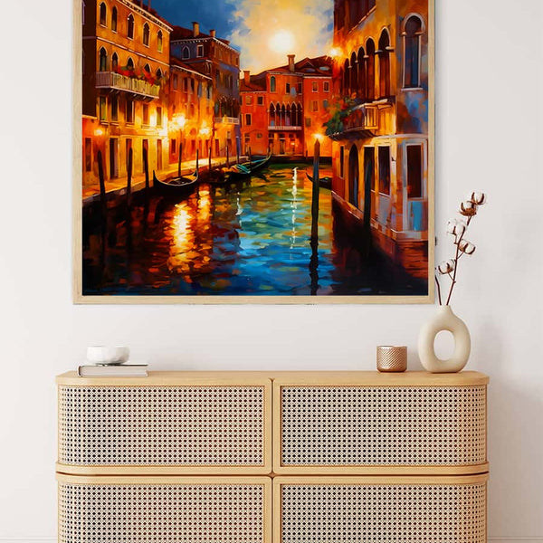 Diamond Painting - Venedig refkeltierend - gedruckt in Ultra-HD - Neu eingetroffen, Quadratisch, Sehenswürdigkeit, Stadt, Venedig