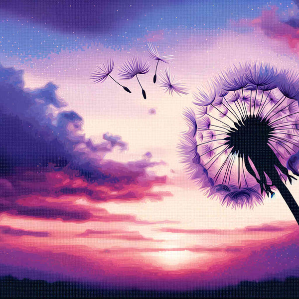 Paint by Numbers - Waving Dandelion Purple Evening Sky