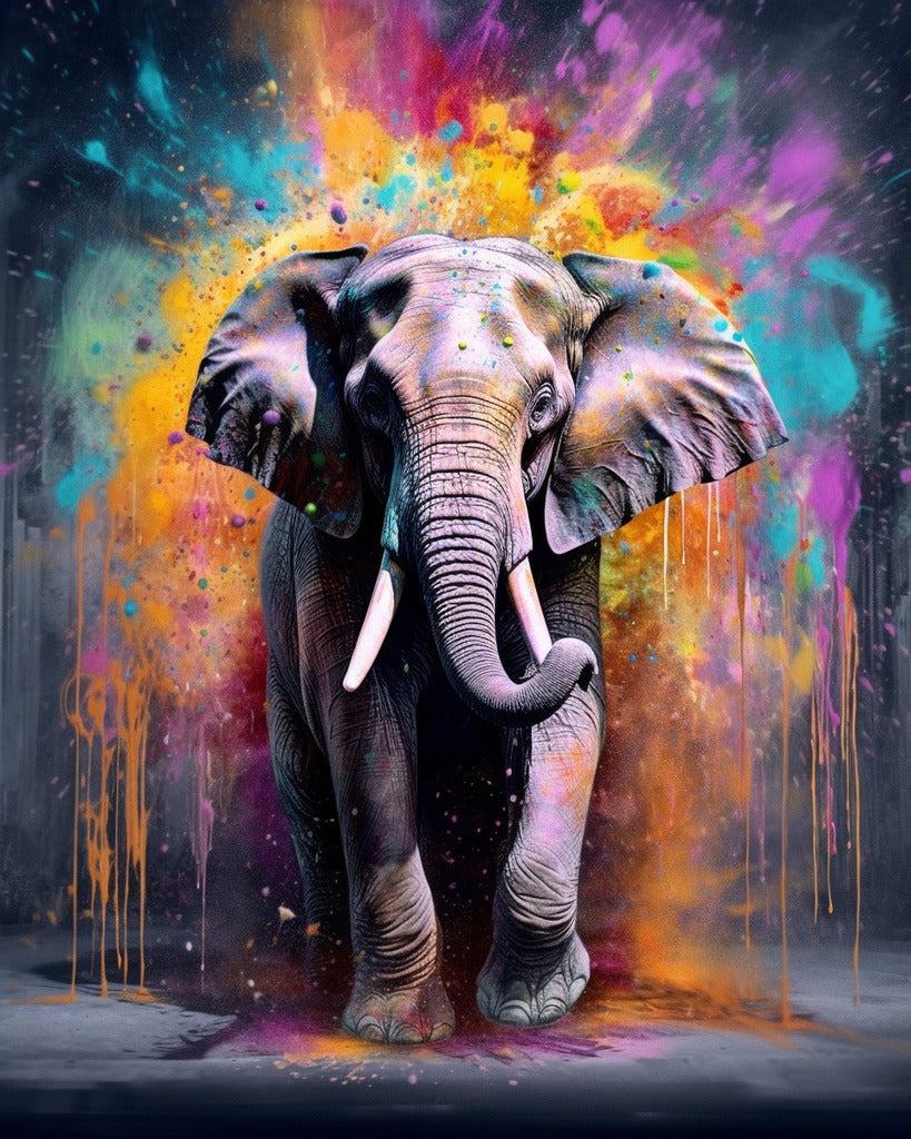 Elephant sprays paint - Paint by Numbers