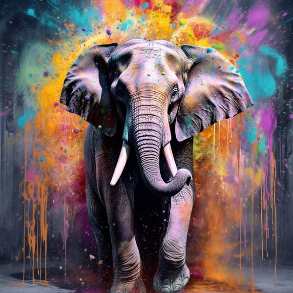 Elephant sprays paint - Paint by Numbers