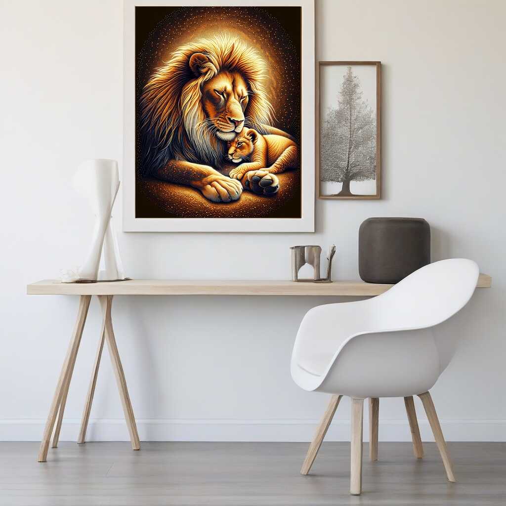 Paint by Numbers - Lion and child, intimate