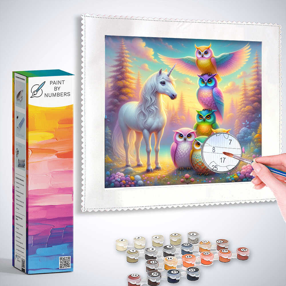 Paint by Numbers - Unicorn with Owl Tower