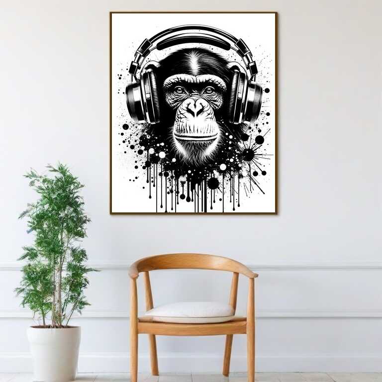 Chimpanzee with headphones - Paint by Numbers