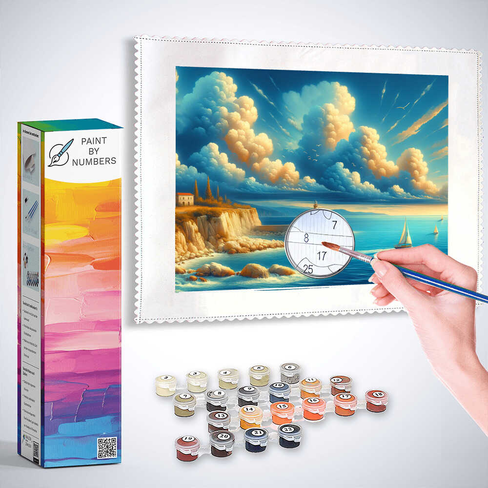 Sailboat off the coast - Paint by Numbers