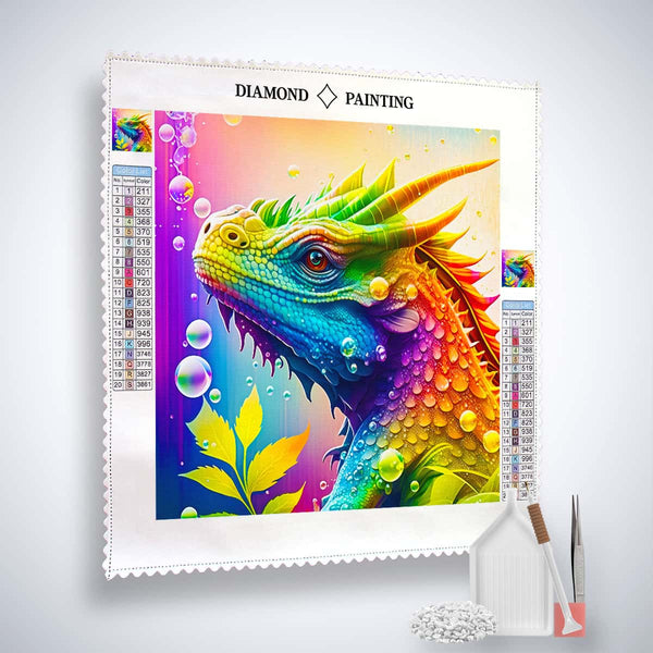 AB Diamond Painting - Dragon Portrait Paint by Numbers Kit with Canvas, Acrylic Diamonds, Tweezers, and Application Pen